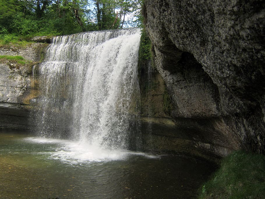 waterfall, inject, pool, summer, motion, scenics - nature, long exposure HD wallpaper