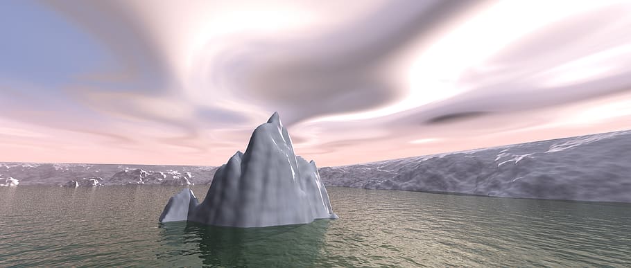 computer generated, water, nature, panoramic, dawn, sea, ice HD wallpaper