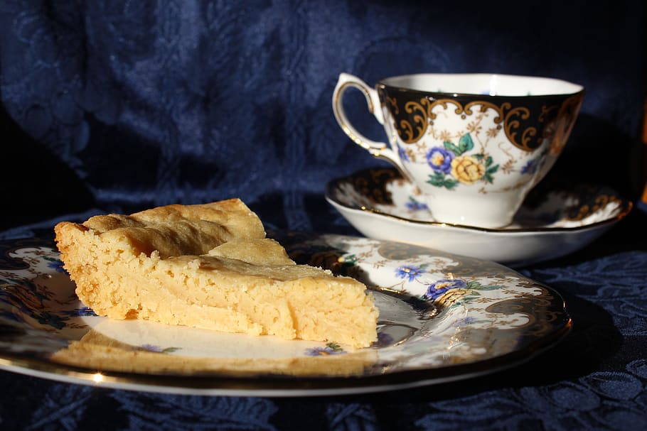 tea cup, cake, teacup, refreshment, afternoon, boterkoek, dutch HD wallpaper