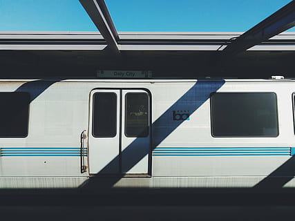 white and teal train, photography, station, transportation HD wallpaper