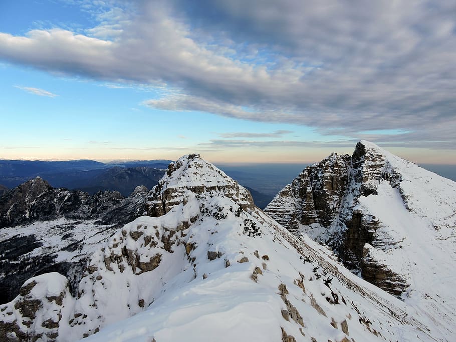 mountains, snow, clouds, sky, alps, carega, landscape, veneto HD wallpaper