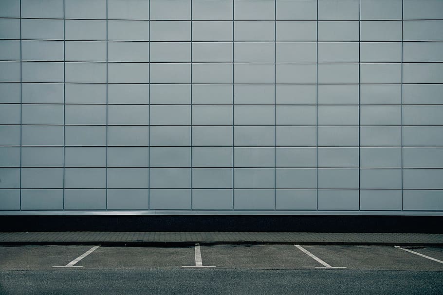 gray and black empty road, wall, lines, parking, no people HD wallpaper