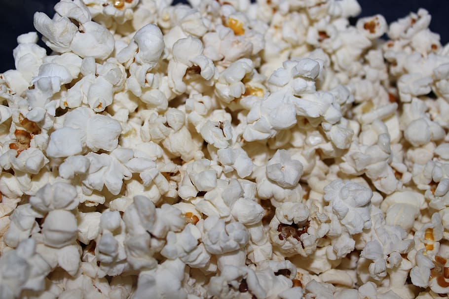 white popcorns, Eat, Food, Delicious, Edible, calories, unhealthy, HD wallpaper