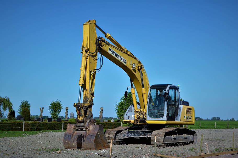 excavators, new holland, site, construction machine, shovel, HD wallpaper