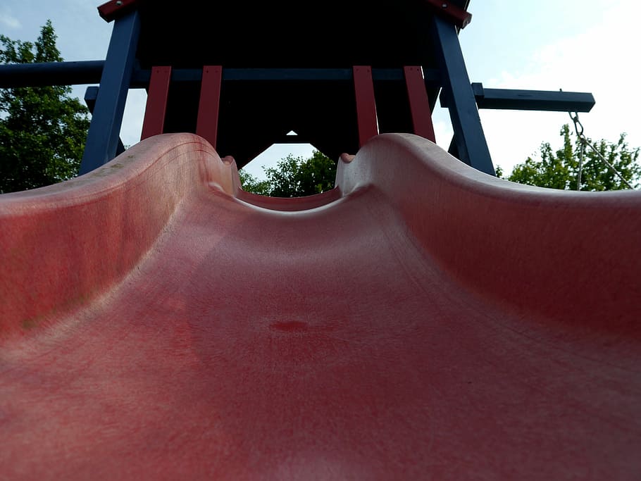 playground, slide, playset, red, slip, architecture, built structure HD wallpaper