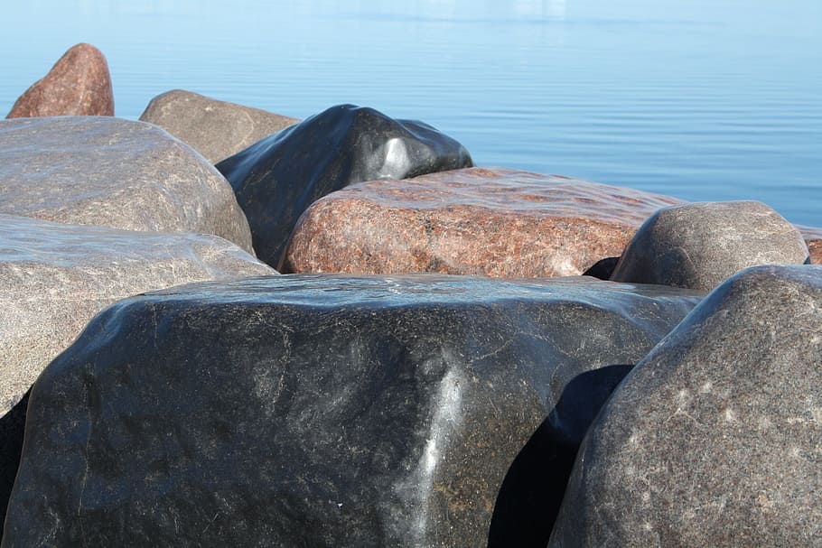 Stone, Breakwater, Reykjavik, stone blocks, sea, shore protection HD wallpaper