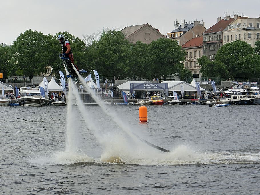 Flyboard, River, Nozzles, Moldova, Man, fun, action, jetpack