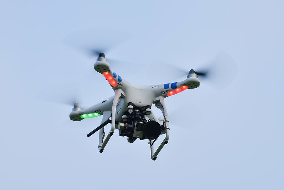 white drone during daytime, camera, fly, flying, sky, technology HD wallpaper