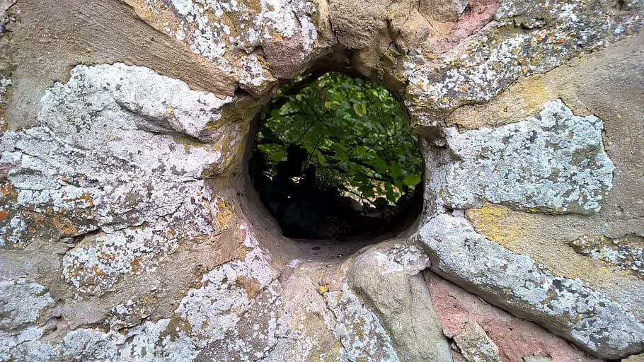 stones, wall, hole, rock, solid, rock - object, no people, day HD wallpaper