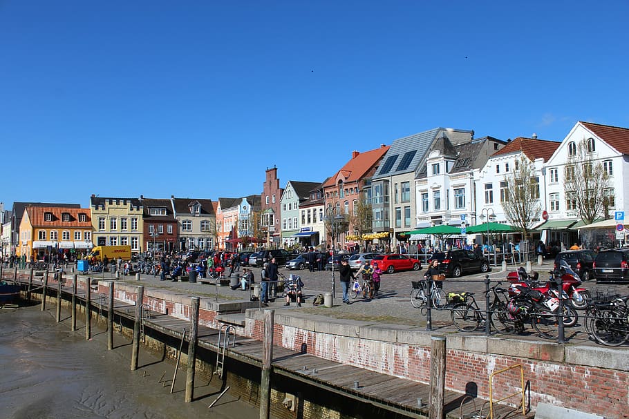 husum, port, city, norddeutschand, north sea, nordfriesland, HD wallpaper