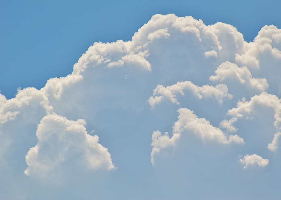 cumulus clouds, sky, white, blue, sun, nature, air, weather HD wallpaper