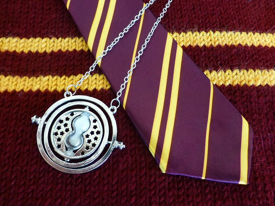 silver-colored pendant on necktie, harry potter, gryffindor, house colours, HD wallpaper