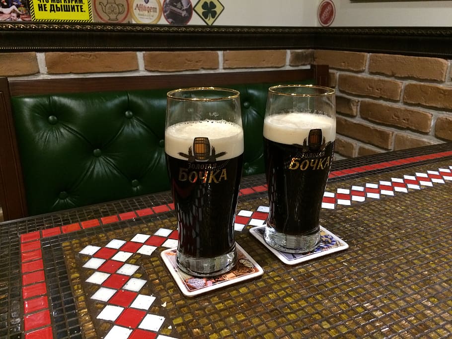 beer, pub, brick, drinks, light beer, dark beer, food and drink HD wallpaper