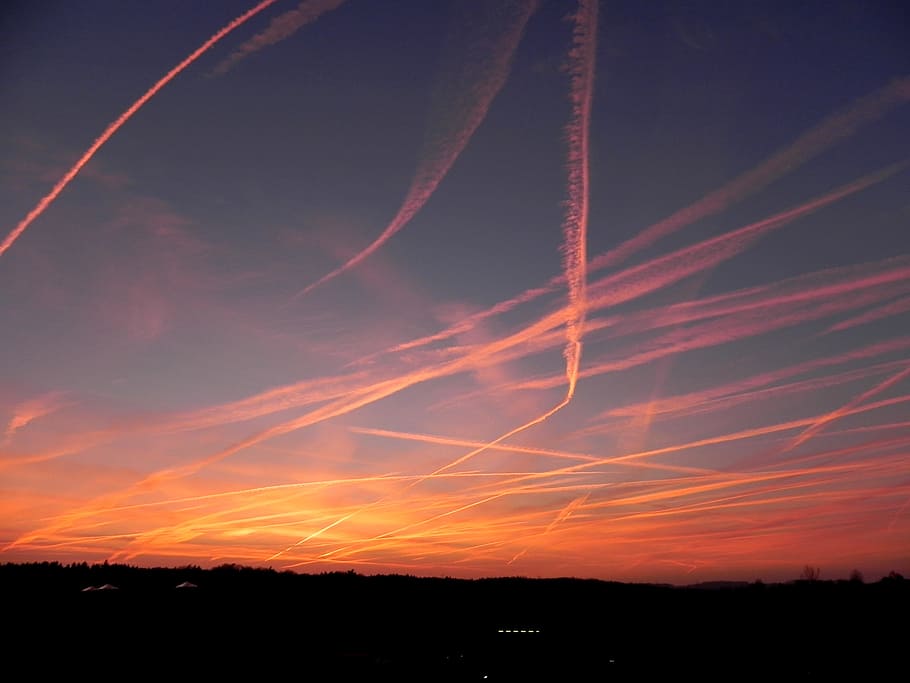 Sunset, Airplanes, Red, Orange, Orange, Air, flight, sky, travel HD wallpaper