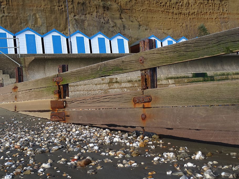 Beach Huts, Pebbles, Angle, wooden, isle of wight, no people HD wallpaper