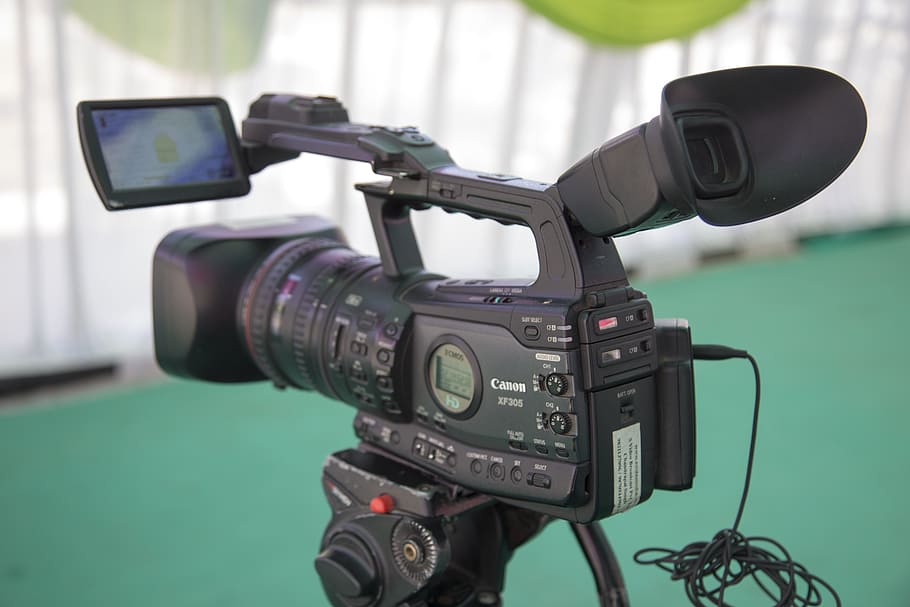 black Canon video camera, video shooting, professional video, HD wallpaper