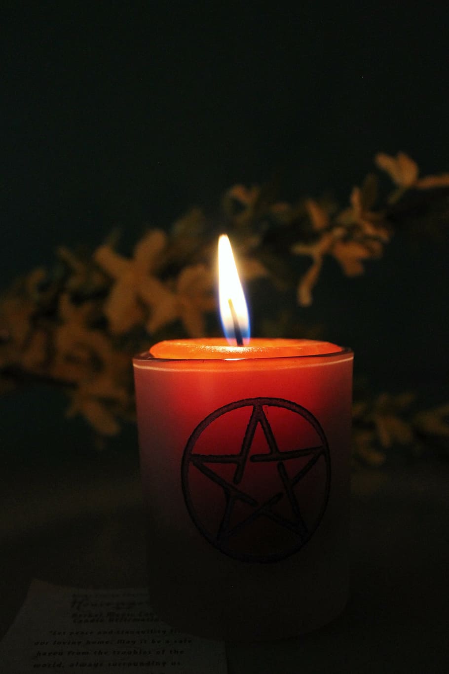 lighted pillar candle, candle magic, candle magick, wicca, pagan, HD wallpaper