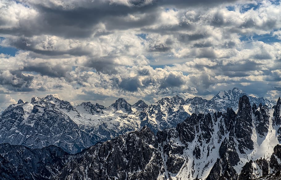 mountain, highland, clouds, sky, summit, ridge, landscape, nature HD wallpaper