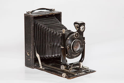 vintage black camera on white background, Old, Nostalgia, photograph HD wallpaper