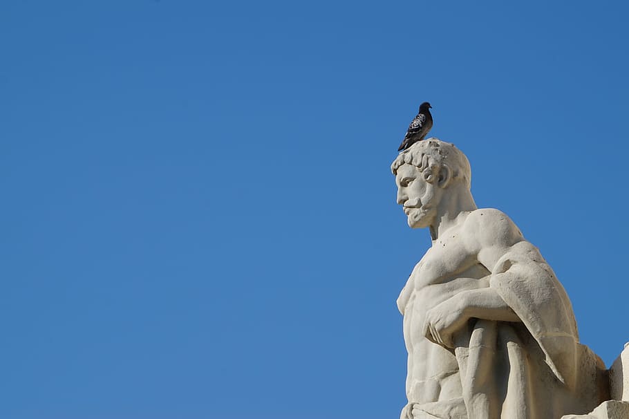 statue, picture, cadiz, sculpture, art and craft, blue, representation HD wallpaper