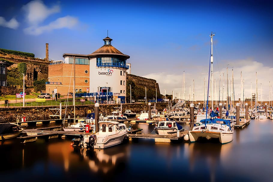 whitehaven, marina, harbour, port, cumbria, boats, beacon museum, HD wallpaper