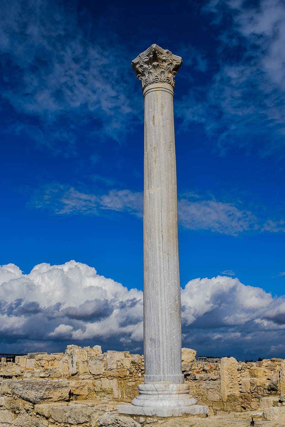 gray concrete monument under blue sky at daytime, cyprus, kourion, HD wallpaper