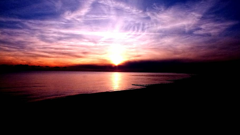 beach, clouds, dawn, lake, landscape, nature, outdoors, reflection HD wallpaper