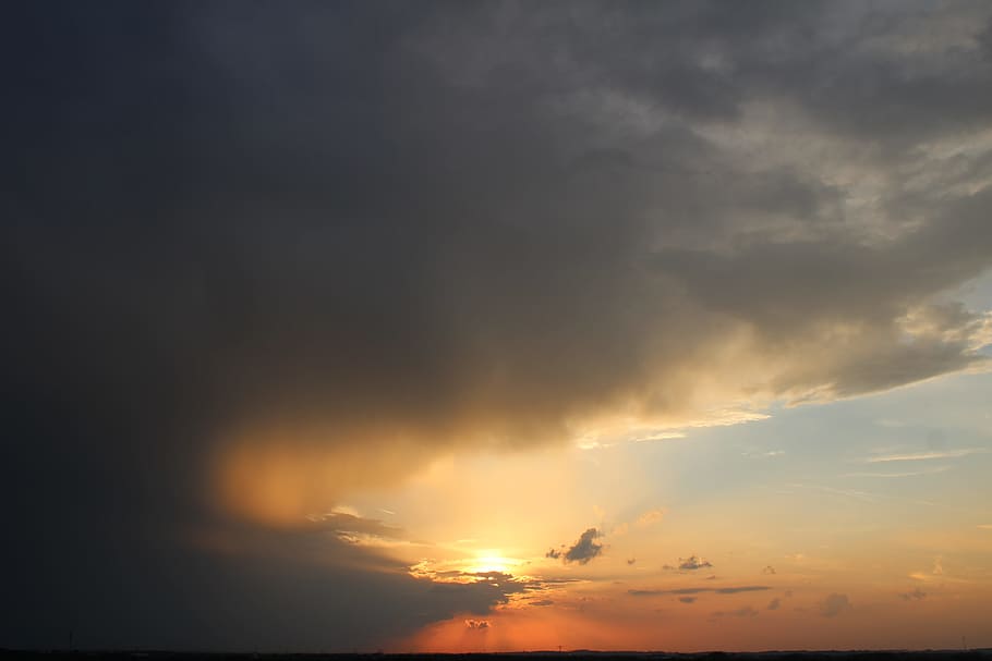 sunset, sky, clouds, abendstimmung, romance, orange, horizon HD wallpaper