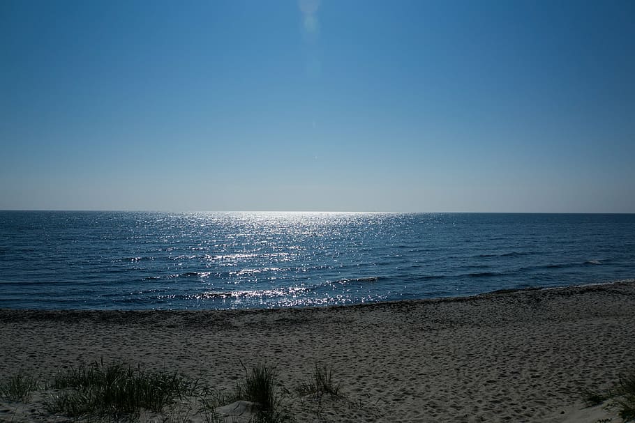 background, beach, sea, sky, blue, water, sand, empty, baltic sea HD wallpaper