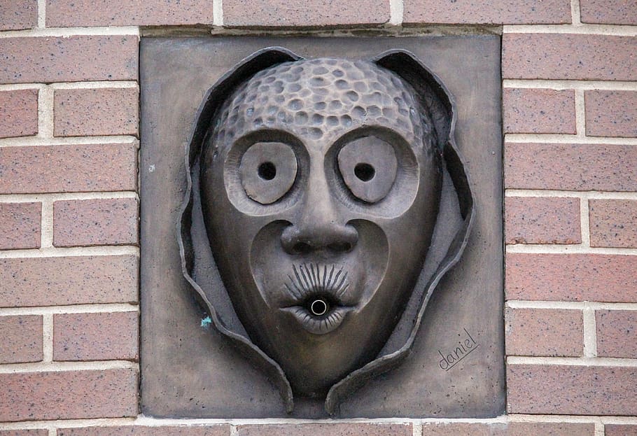 face, art, old, wall, brick, representation, art and craft HD wallpaper