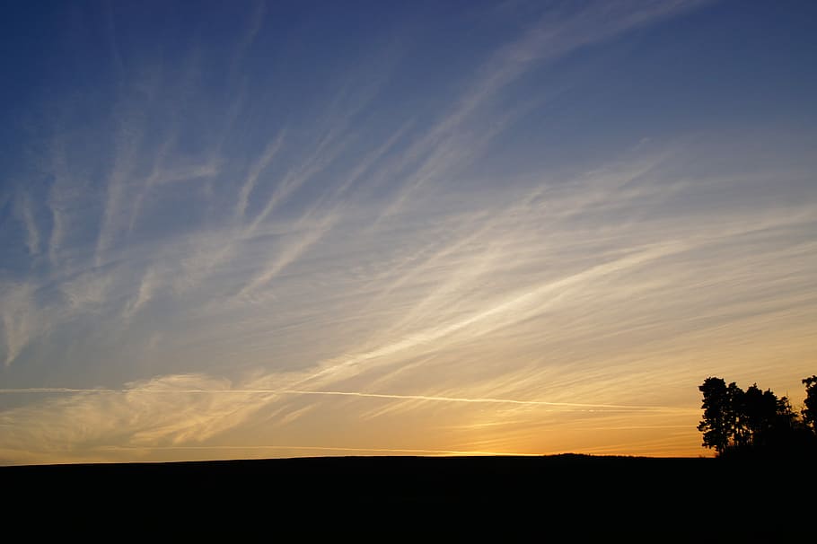Evening, Sunset, Clouds, evening sky, blue, abendstimmung, nature HD wallpaper