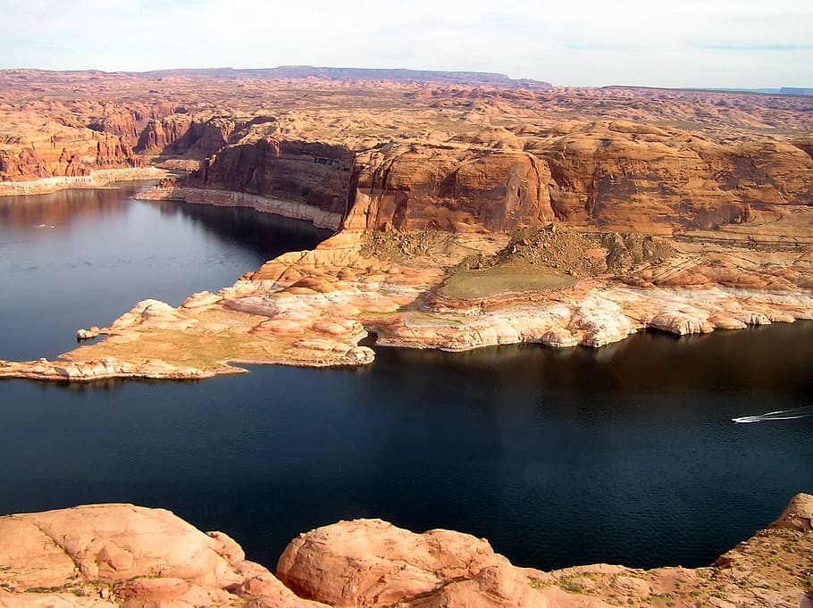 body of water surrounded by mountain, glen canyon, utah, landscape, HD wallpaper