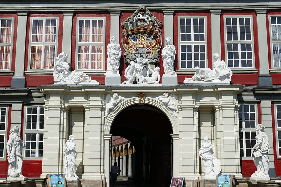 wolfenbüttel, castle, architecture, stone figures, building, HD wallpaper