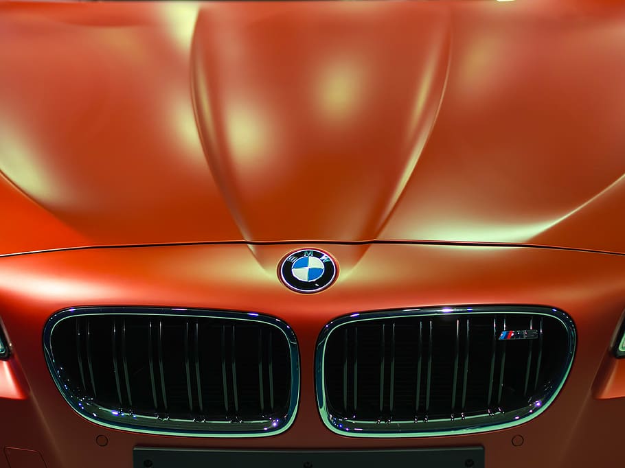 orange BMW Msport, auto, car, brand, logo, stamp, sign, automotive, HD wallpaper
