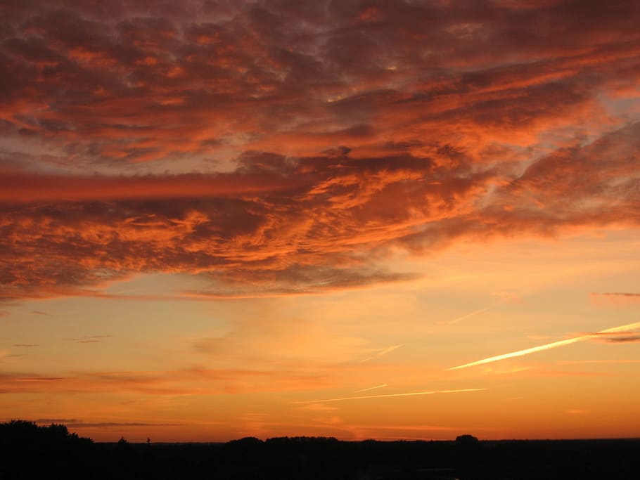 clouds, sunset, sky, landscape, cloud - sky, orange color, scenics - nature HD wallpaper