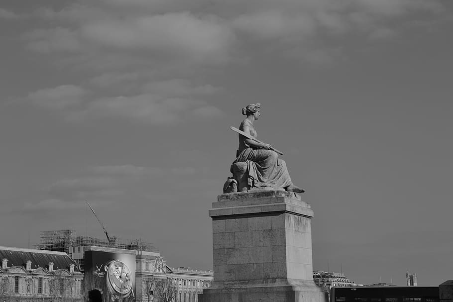 statue, sculptures, sky, monument, human representation, cloud - sky HD wallpaper