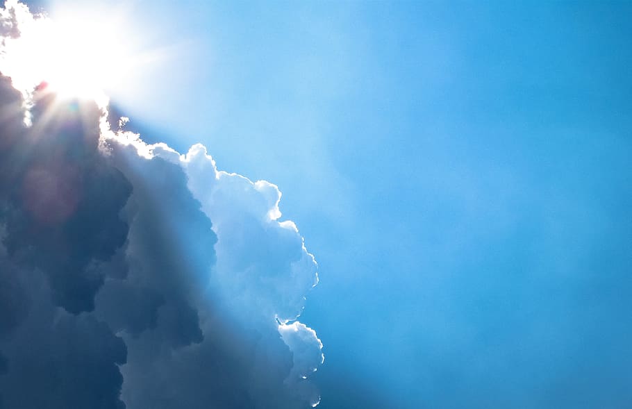 sunrise, sunlight, sunshine, clouds, sky, cloud - sky, blue HD wallpaper