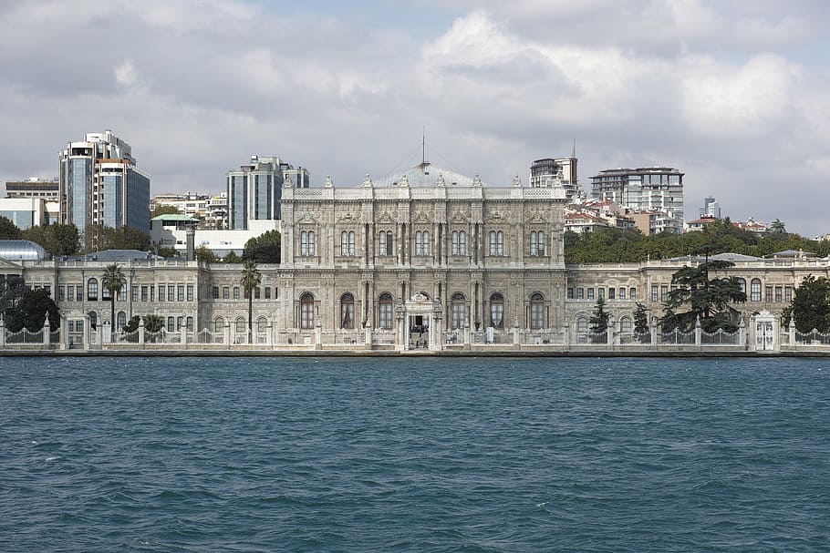 dolmabahçe palace, beşiktaş, istanbul, marine, water, turkey, HD wallpaper