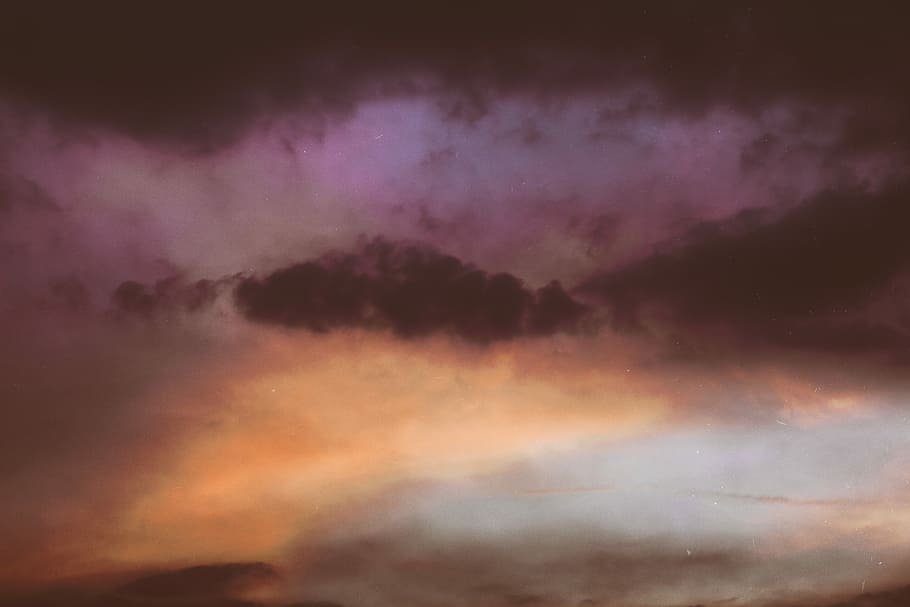 gray clouds during golden hour, orange and purple clouds, sky HD wallpaper