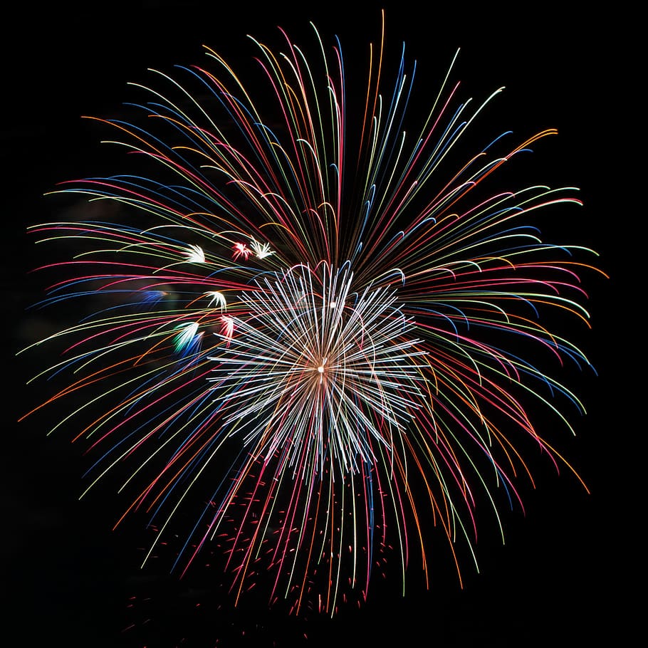 fireworks display wallpaper, assorted-color fireworks, long exposure HD wallpaper