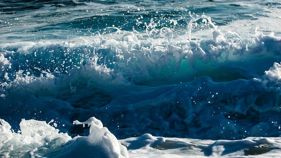 waves, foam, spray, energy, splash, power, motion, action, water HD wallpaper
