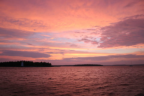 sunset, skies, lake, dramatic, afterglow, canada, lake huron HD wallpaper