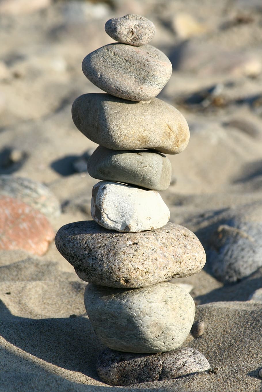 beach, stones, play, fun, sculpture, sand, coast, leisure, balance HD wallpaper