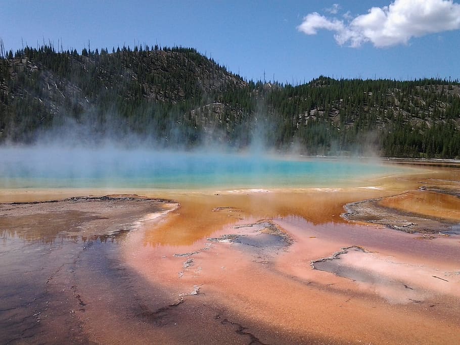 Yellowstone, Water, Prismatic, Lake, wyoming, usa, national, HD wallpaper