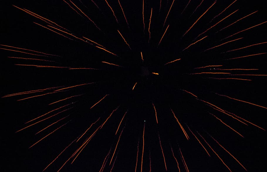 fireworks during night time, orange, dark, sky, celebration HD wallpaper