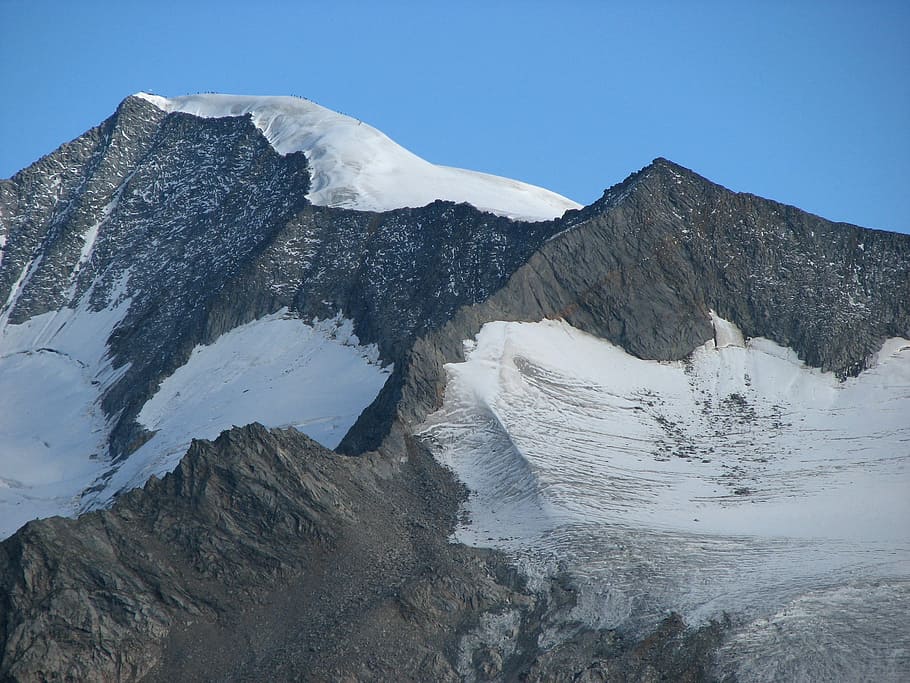 Summit, Alpine, Großvenediger, summit cross, roped, people most mountain