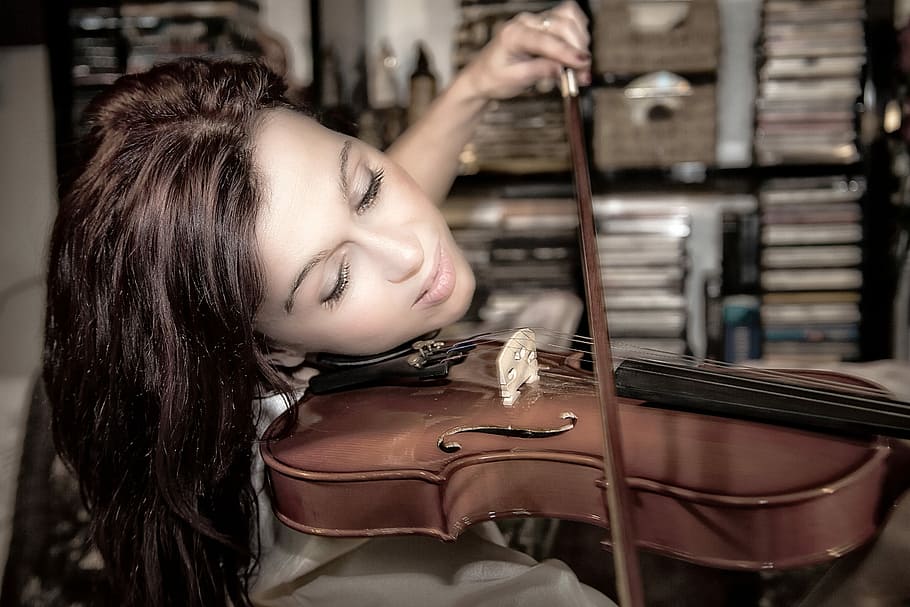 Girl playing the violin, artist, female, photos, instrument, musician, HD wallpaper