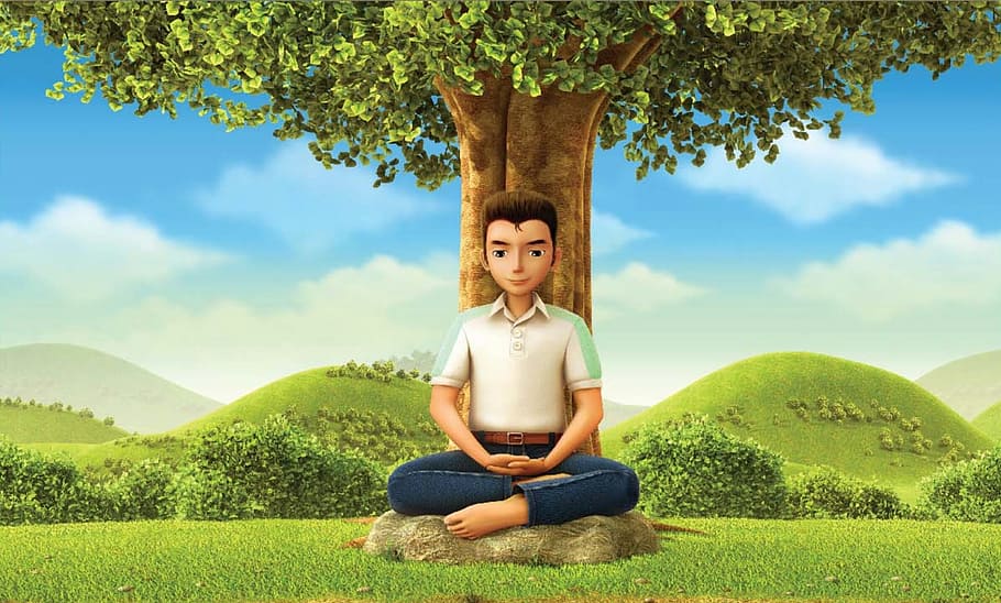 meditation, boy, nature, plant, cross-legged, one person, yoga HD wallpaper