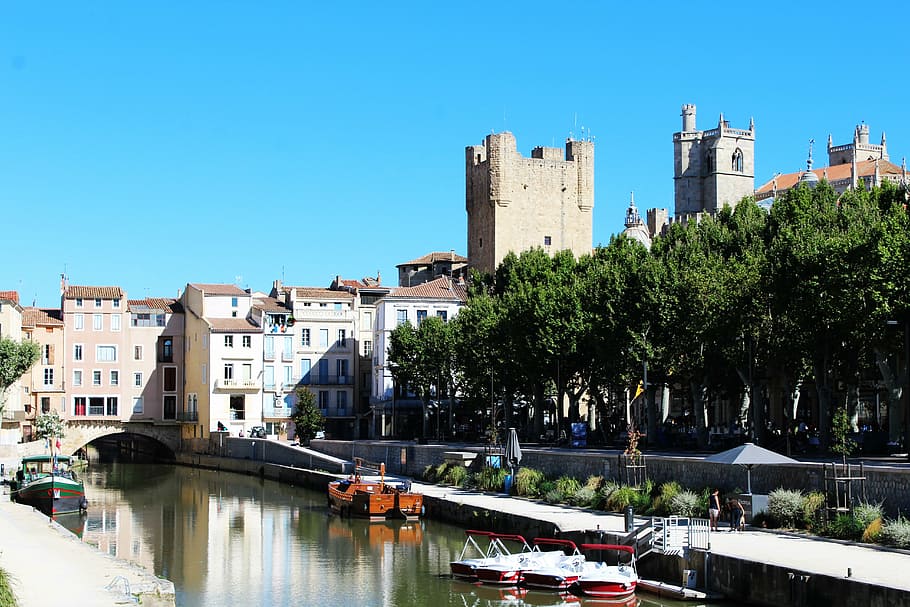 narbonne, france, channel, boat, water, river, water courses