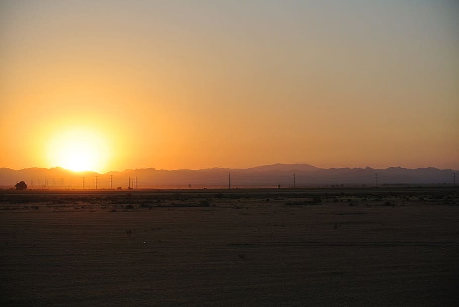 empty desert during golden hour, Sunrise, Landscape, Sunset HD wallpaper